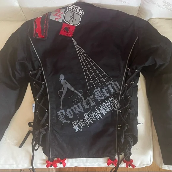 POWER TRIP MOTORCYCLE JACKET WITH AMOR BACK , ELBOW, SHOULDER PADDED PROTECTION - Picture 3 of 8